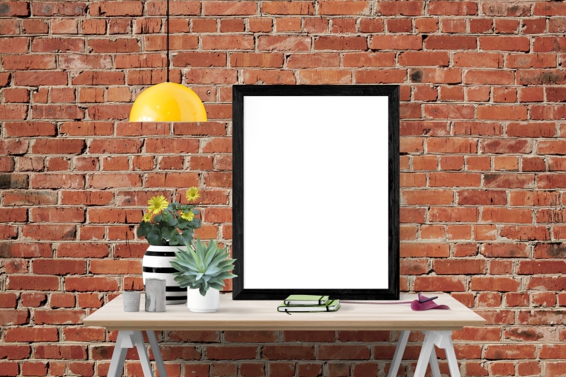 poster, connection, mockup, blank, communication, nature, wall - building feature, photo, technology, interior, copy space, 5K, brick, 3d, indoors, wireless technology