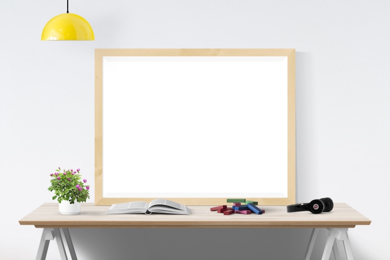mock, occupation, frame, indoors, erase, brown, cut out, white color, table, blank, equipment, flower, home interior, business, mockup, copy space, electric lamp