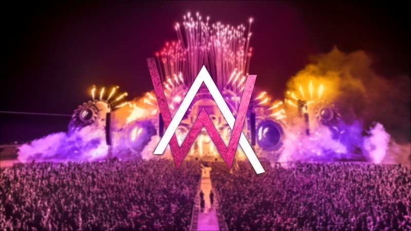 1080P, illuminated, alan walker alan walker logo, firework, large group of people, nature, night, architecture, incidental people, performance, entertainment event