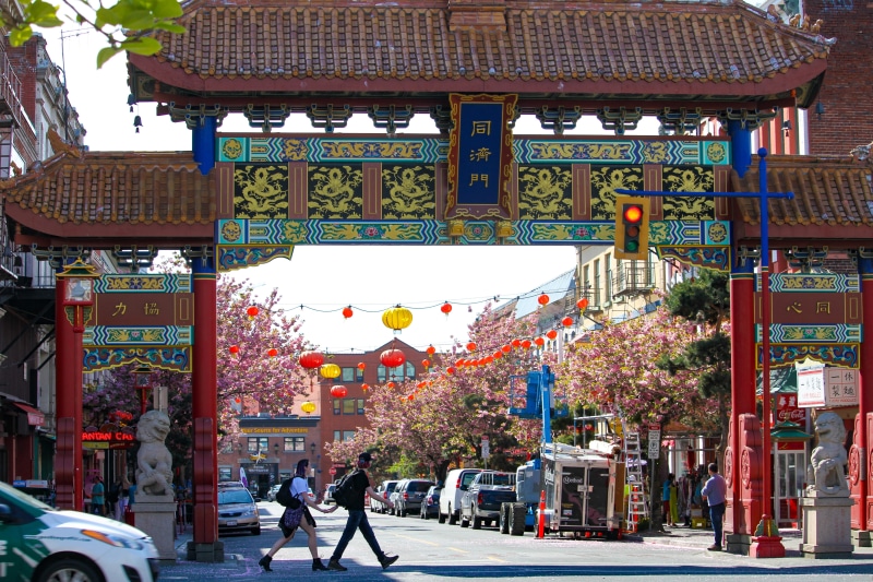 chinatown, building, real people, men, background, communication, text, motor vehicle, car, city life, british columbia, oldest, outdoor, script, street