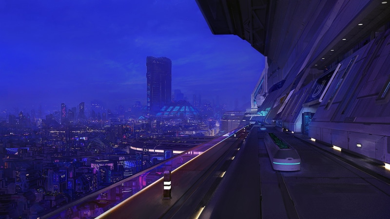 cityscape, environment, 4K, anime, calm, futuristic, city, neon, concept art, Tokyo, cyberpunk, science fiction, building, nightscape, skyline