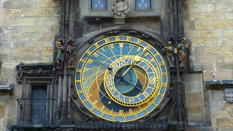 the past, clock, ornate, time of, 4K, space, clock tower, horology, roman numeral, instrument of time, prague, historically, town hall, travel destinations