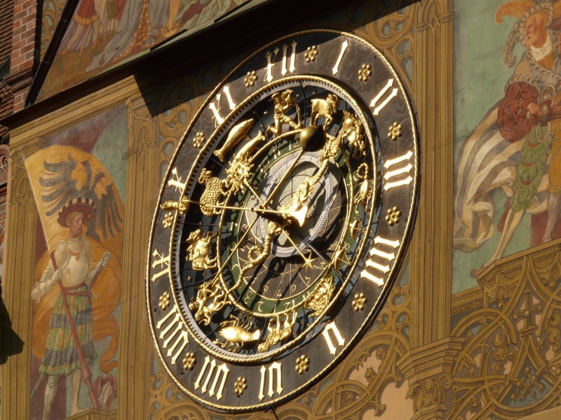no people, date, roman numeral, ornate, moon phases, zodiac ring, time indicating, astronomical clock, space, craft, taurus, travel destinations, 2K, art and craft