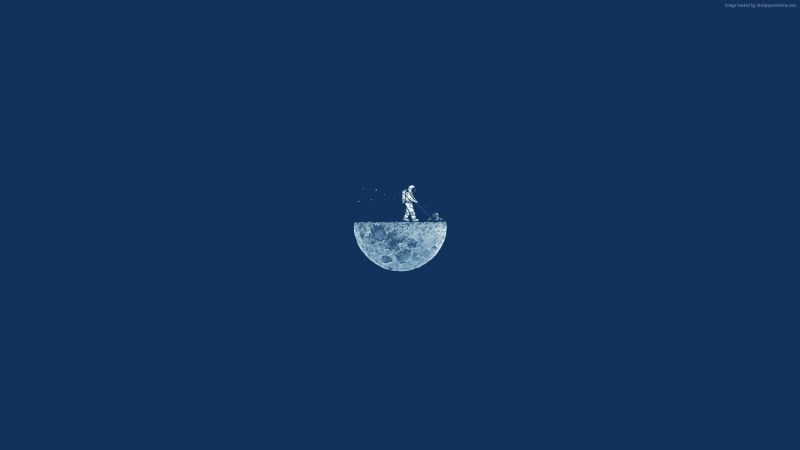 2K, moon, HD, iphone, blue, Moon Mow, astronaut, minimalism, 4k
