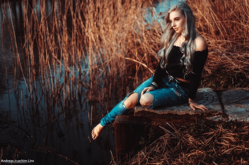 hairstyle, pierced septum, water, model, young adult, necklace, real people, outdoors, blonde, hair, beautiful woman, nature, 1080P, young women, casual clothing