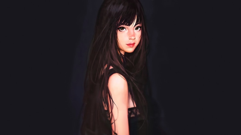 brown eyes, women, long hair, face, 1080P, fan art, artwork, fantasy girl, digital art, CGI, fantasy art, simple background, concept art, painting, looking at viewer