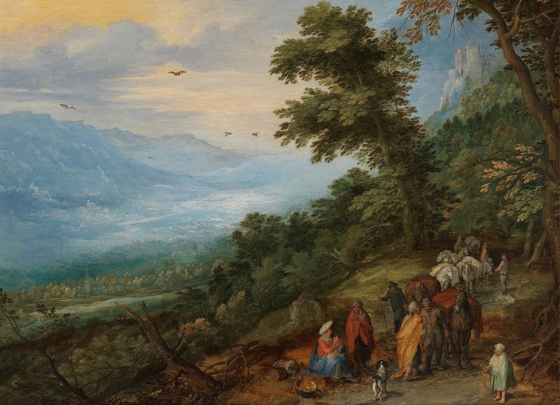 Jan Brueghel the elder, picture, Gypsy camp in the Woods, 1080P, landscape
