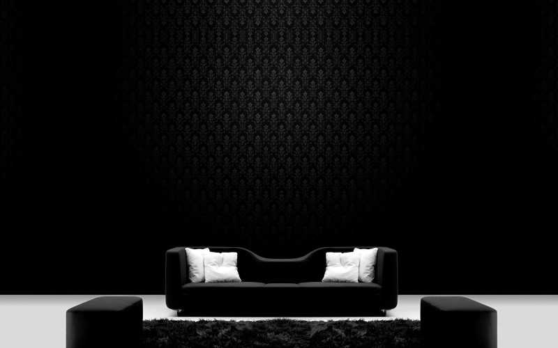 black and white, white, 2K, no people, wall - building feature, Ottoman, carpet, furniture, studio shot, empty, indoors, black, sofa, day, built structure