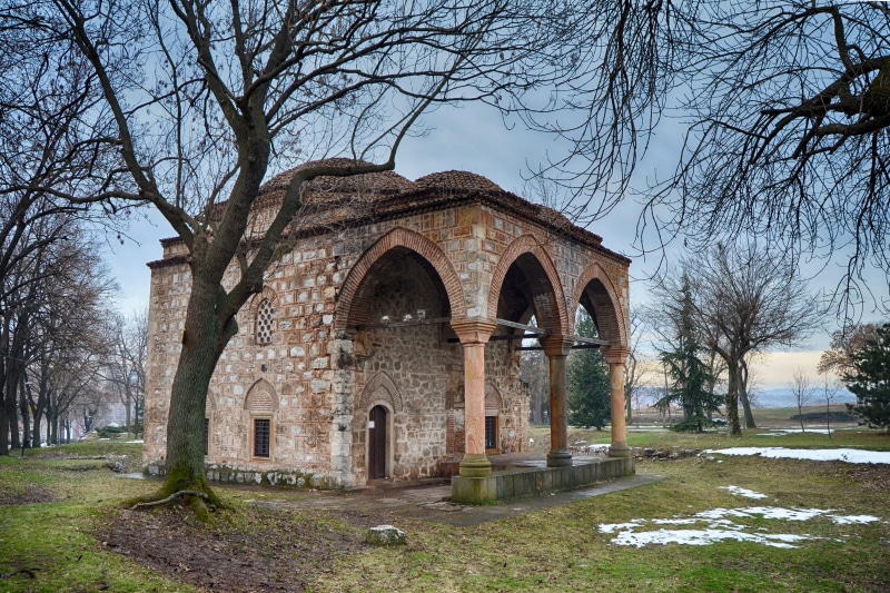 the past, grass, islam, building exterior, 4K, built structure, outdoors, bare tree, plant, sky, arch, changing seasons, ottomans, no people, nis serbia