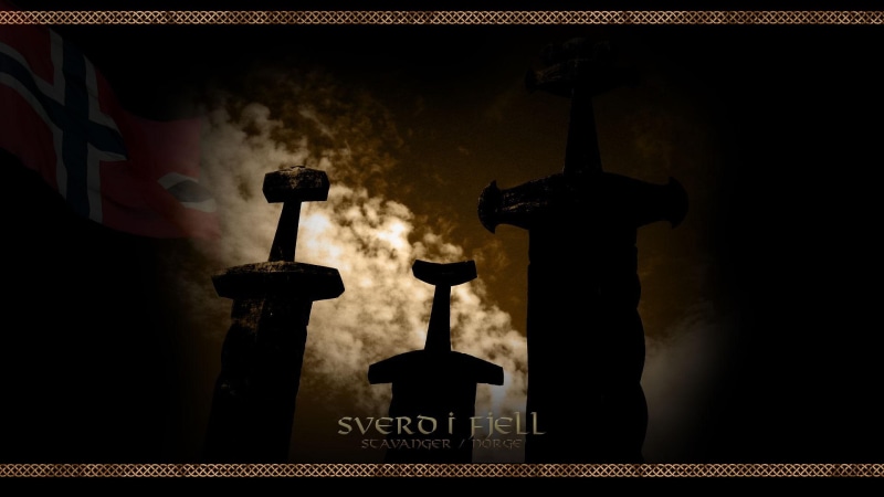 myth, north, norway, sword, nature and, celtic, viking, sweden, nordic, sverd, pagan, three, illustration, paganism, 1080P, fjell, sverd i fjell, swords