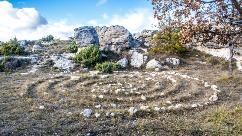 cloud - sky, tranquil scene, druid, no people, sky, tree, rock - object, rock, tranquility, non-urban scene, ancient, religious, land, druidism, countryside