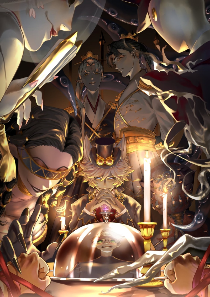 720P, hunters, candles, gold, Identity V, reflection