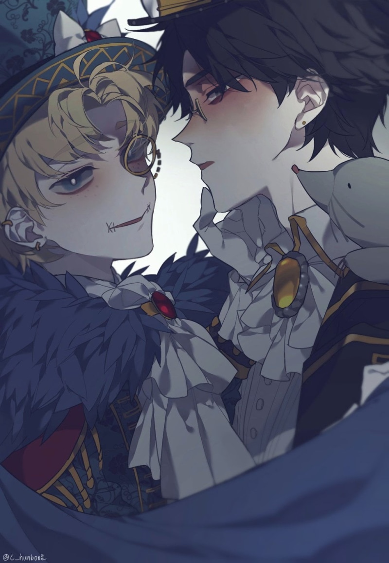 blonde, Male, Identity V, Norton Campbell (Identity V), glasses, black hair, Mike Morton (Identity V), blue eyes, 720P