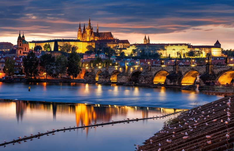 twilight, monument, capital Cities, hradcany Castle, night, blue, bohemia, outdoors, dusk, st Vituss Cathedral, travel, concrete, sunset, travel Destinations
