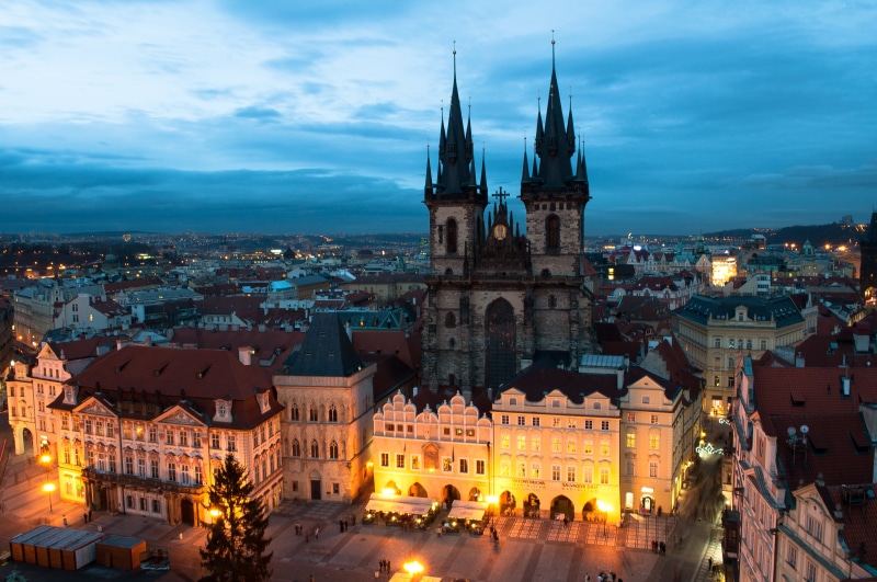 cathedral, central europe, night time, europe, cityscape, time, tower, capital, ten, prague, religion, night, famous Place, photo, history, medieval, urban Scene