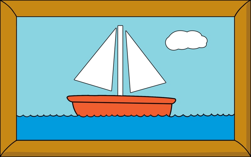 placard, white, frame, simpsons picture, boat, illustration, picture frame, no people, symbol, computer icon, picture, nature, orange, outdoors, ship, copy space