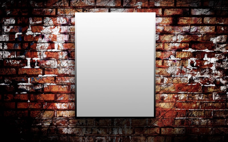 cement, commercial Sign, placard, copy Space, erase, indoors, wall - Building Feature, blank, advertisement, dry, built structure, board, brick, design