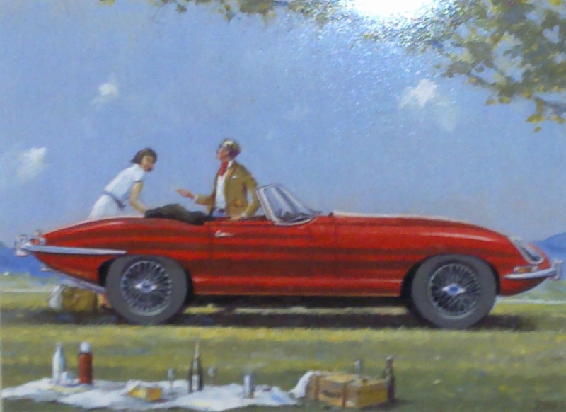 1080P, picnic, jaguar, woman, rag top, summer, cars, jag, sunny