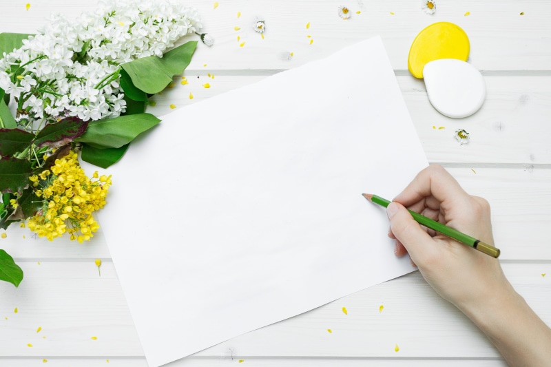 photography, writing, holding pencil, hand, draw, white flower, ship deck tabletop, paperr, 5K, lifestyles, spring tabletop, pencil, indoors, white color