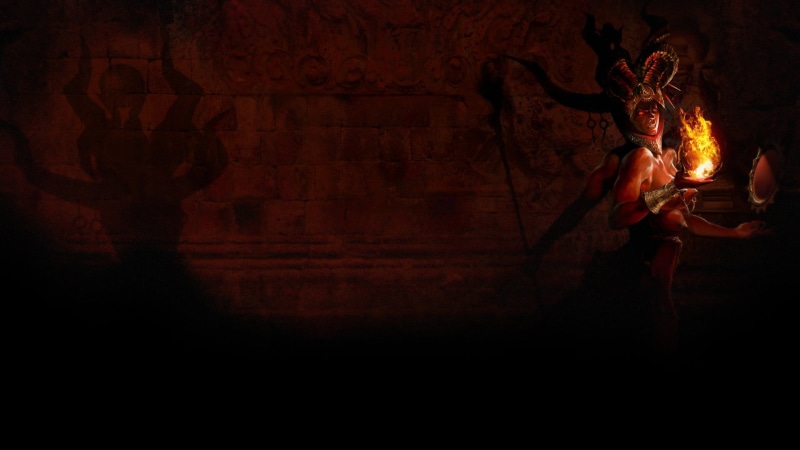 spirituality, religion, Atziri, Path of Exile, sculpture, no people, rug, dark, indoors, statue, old, burning, flame, representation, art and craft, human representation