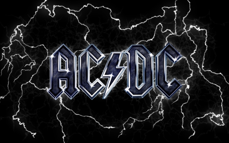 2K, acdc logo, acdc, background, ac, lightning, dc, poster