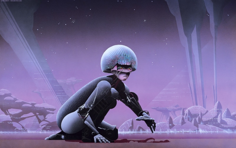 science fiction, young men, arts culture and entertainment, technology, looking, robot, real people, full length, cold temperature, indoors, person, painting