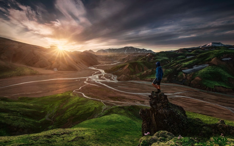 mountain, Max Rive, nature, sun, river, mountain range, s, 720P, leisure activity, black, mountains, activity, lifestyles, cloud - sky, full length, sport