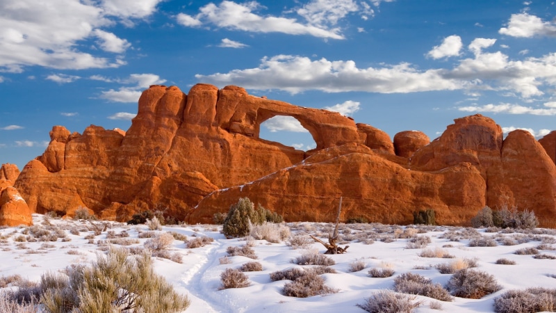 1080P, winter, Utah, Arches National Park, rock formation, snow, rock