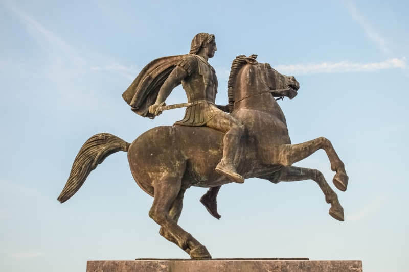 sightseeing, monument, history, riding, statue, horse, sky, male likeness, thessaloniki, no people, architecture, greece, alexander the great, 5K, man