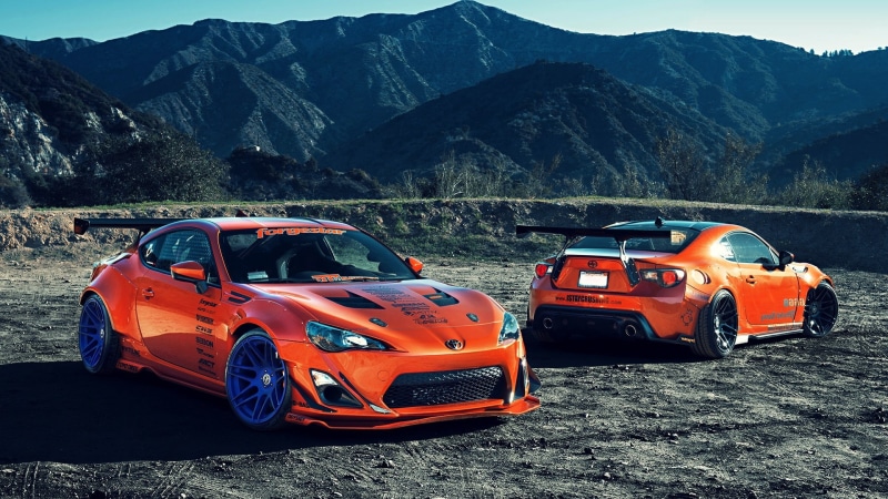 hd, scion, fr, s, coupes, toyota, orange, gt, gt86, two, cars, 1080P
