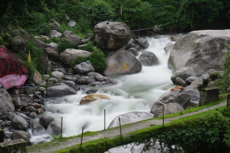 rock, stream - flowing water, day, river, land, blurred motion, aghanjar mahadev, long exposure, solid, rock - object, power in nature, mountain, plant