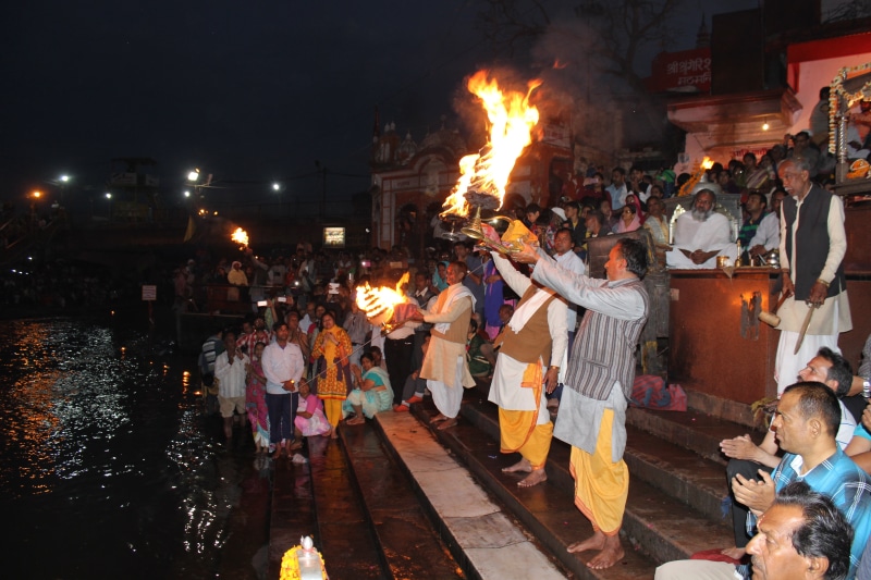 people, crown, burning, holding, haridwar, religion, real people, group of people, candle, hinduism, street, night, men, crowd, river, puja, ganga, near