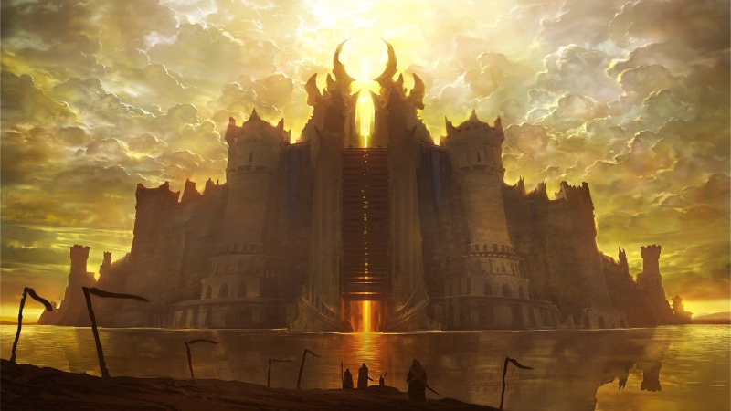 sunset, 1080P, tourism, outdoors, cloud - sky, city, belief, religion, history, sunlight, sky, architecture, sculpture, travel, noah bradley fantasy art