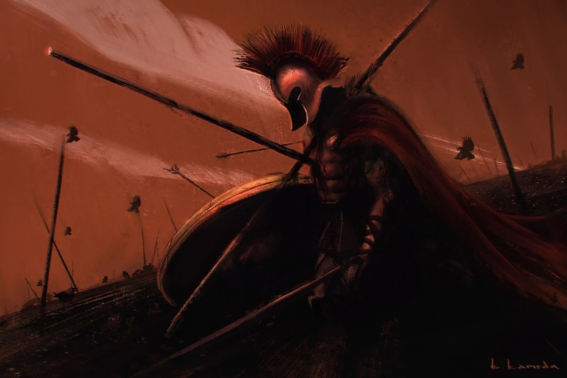 Spartans, Kentaro Kameda, warrior, fantasy art, 1080P, dark fantasy