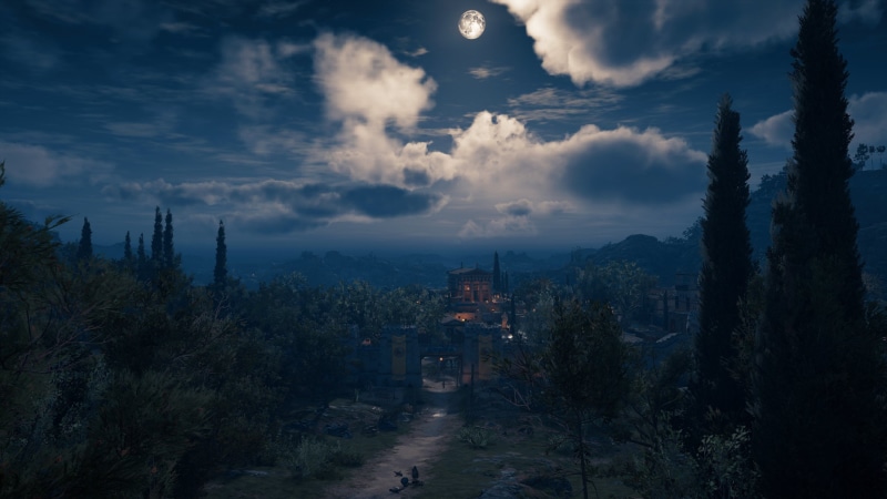 screen shot, Moon, night, Assassins Creed: Odyssey, 2K, Assassins Creed, video games