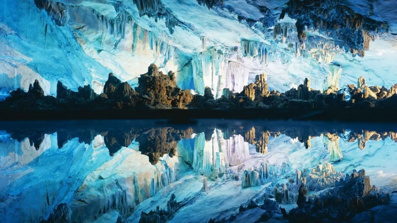 stalactites, stalagmites, reflection, hd, cave, 1080P, nature