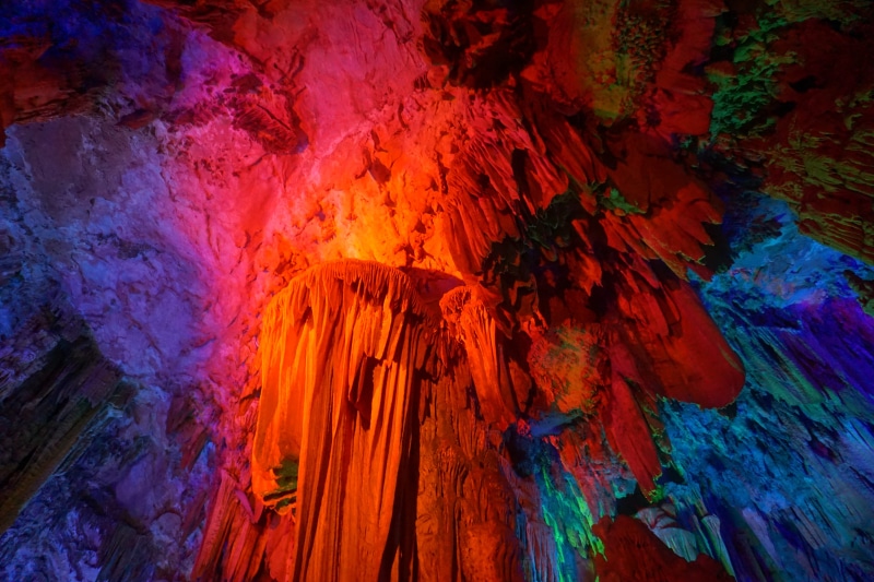 guangxi, multi colored, eroded, rock - object, textured, full frame, 5K, beauty in nature, low angle view, stalactite, non-urban scene, rock formation