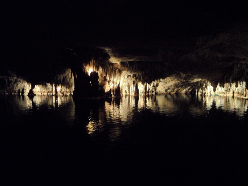 sky, stalagmite, mirroring, lighting, black, dragons lair, stalactite, waterfront, cave exploration, 4K, silhouette, lake, dark, mysterious, group of people