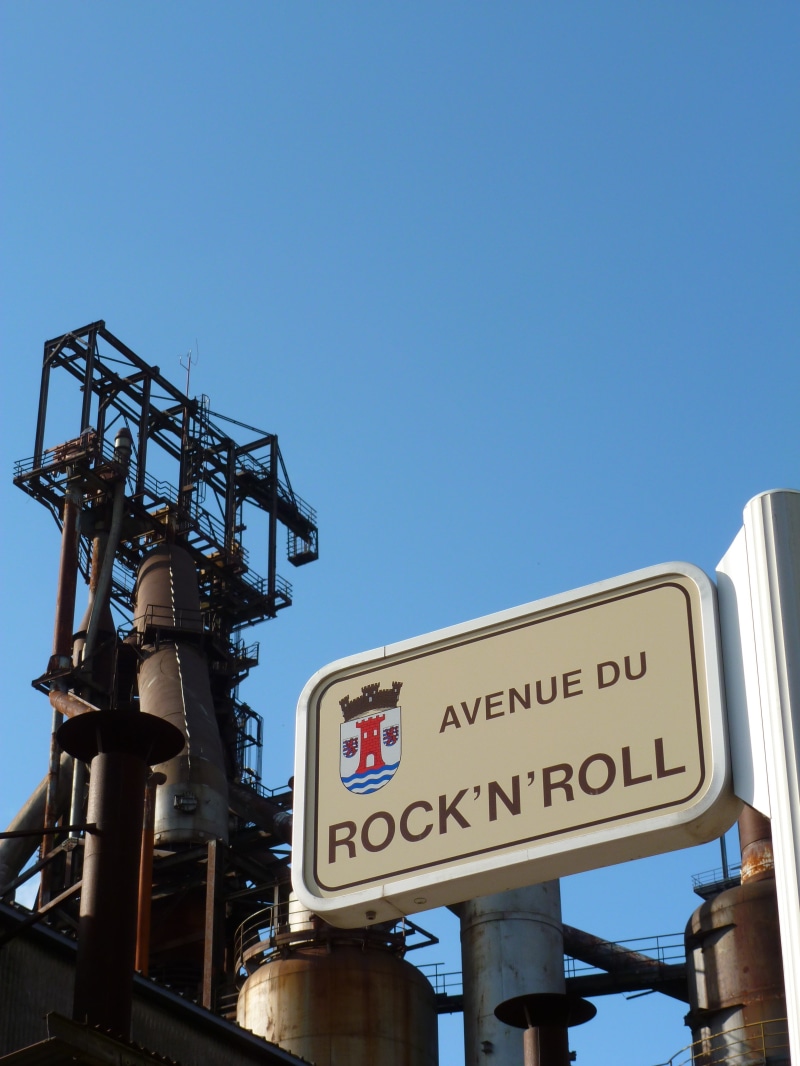road, information, communication, guidance, text, road sign, sign, avenue du rock n roll, low angle view, clear sky, no people, western script, nature