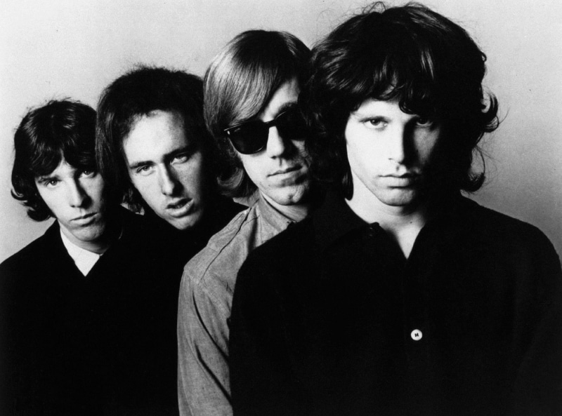 Monochrome, Band (Music), John Densmore, The Doors, Jim Morrison, Rock (Music), 1080P, Music, Black and White, Robby Krieger, Ray Manzarek