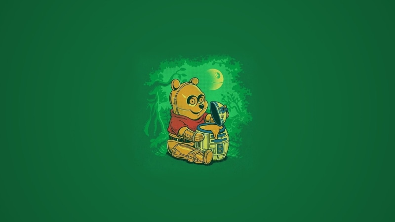 sci, D2, R2, cartoons, Wars, winnie, bear, the, Green, honey, 1080P, Star, 3PO, funny, C++, fi, pooh
