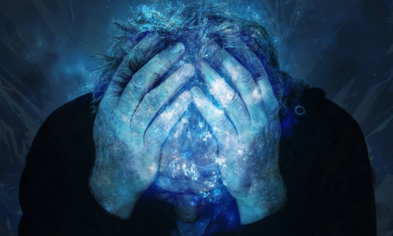 business, studio shot, work, profile, depressed, digital composite, problem, futuristic, pain, human body part, worker, young adult, light - natural phenomenon