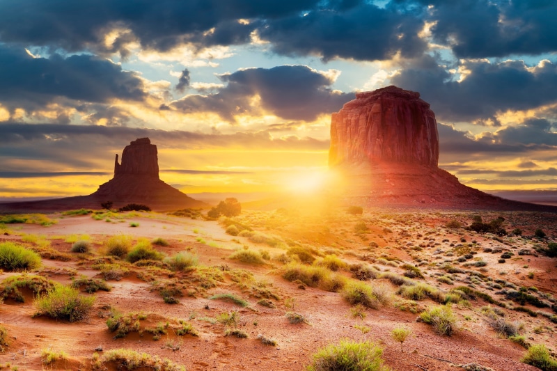 monument, concrete, desert, Utah, Monument Valley, United States, valley, light, geological formation, 1080P, Arizona, sun, brown, landmark