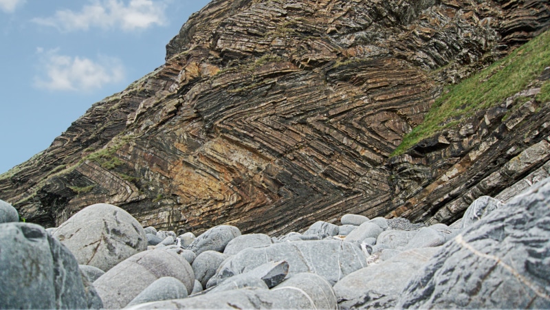 erosion, eroded, geological, geology, inter-bedded, sedimentary, beach, textured, sky, millook, s, carboniferous, culm, outdoors, fold, slanted, killas