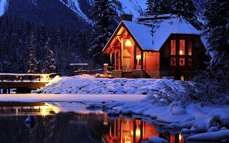 Park, Winter, 1080P, Lake, Yoho, National, Canada, Lodge, Cozy, Mountain, Emerald