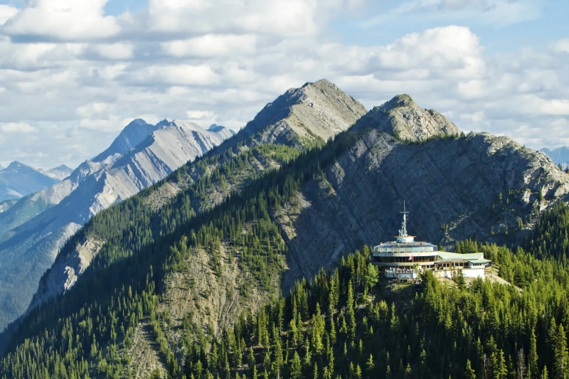 rocks, forest, Banff, Alberta, trees, park, clouds, Canada, 2K, national, mountains, Banff National Park