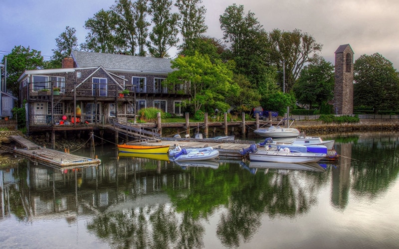 yellow, moored, water, canoe, powerboat, growth, reflection, tree, boat, beauty in nature, white, HDR, nautical vessel, no people, lake, waterfront, transportation