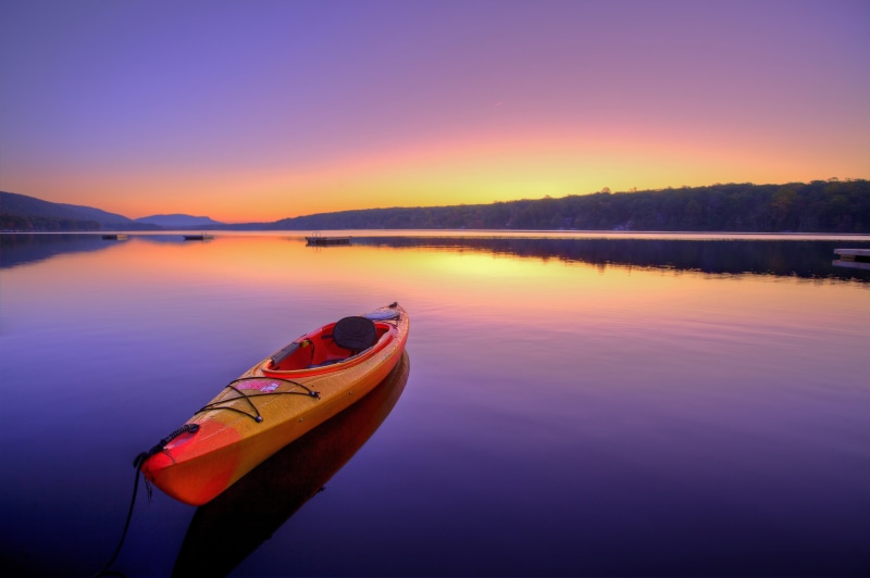 silence, nautical vessel, purple, boat, water, sunrise, the atmosphere, outdoors, tranquility, orange, calm, ski, dawn, non-urban scene, river