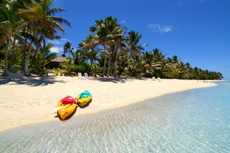 inflatable, nautical vessel, blue, palm trees, day, journey, sunlight, travel Destinations, holiday, kayaks, maldives, two, outdoors, tropical Climate