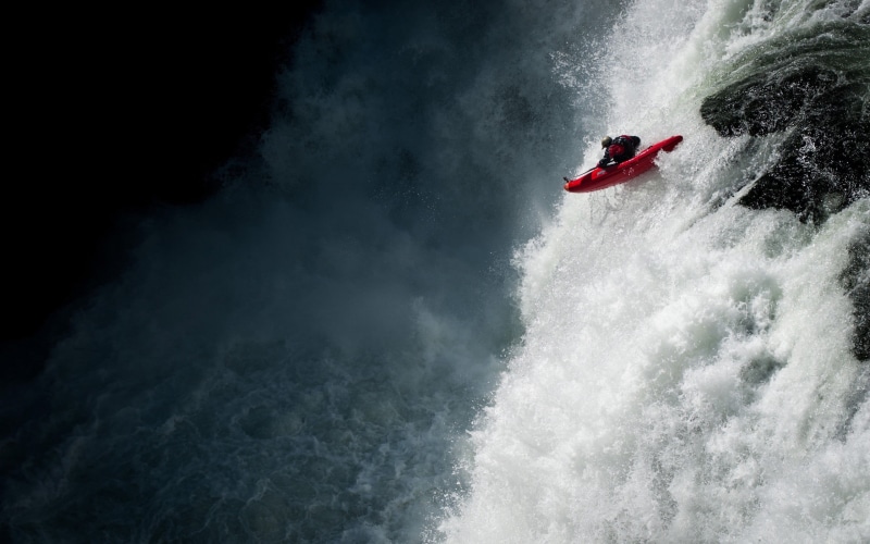 untitled, waterfall, skill, nature, river, speed, water, leisure activity, one person, extreme sports, sport, 2K, vitality, nautical vessel, oar, motion